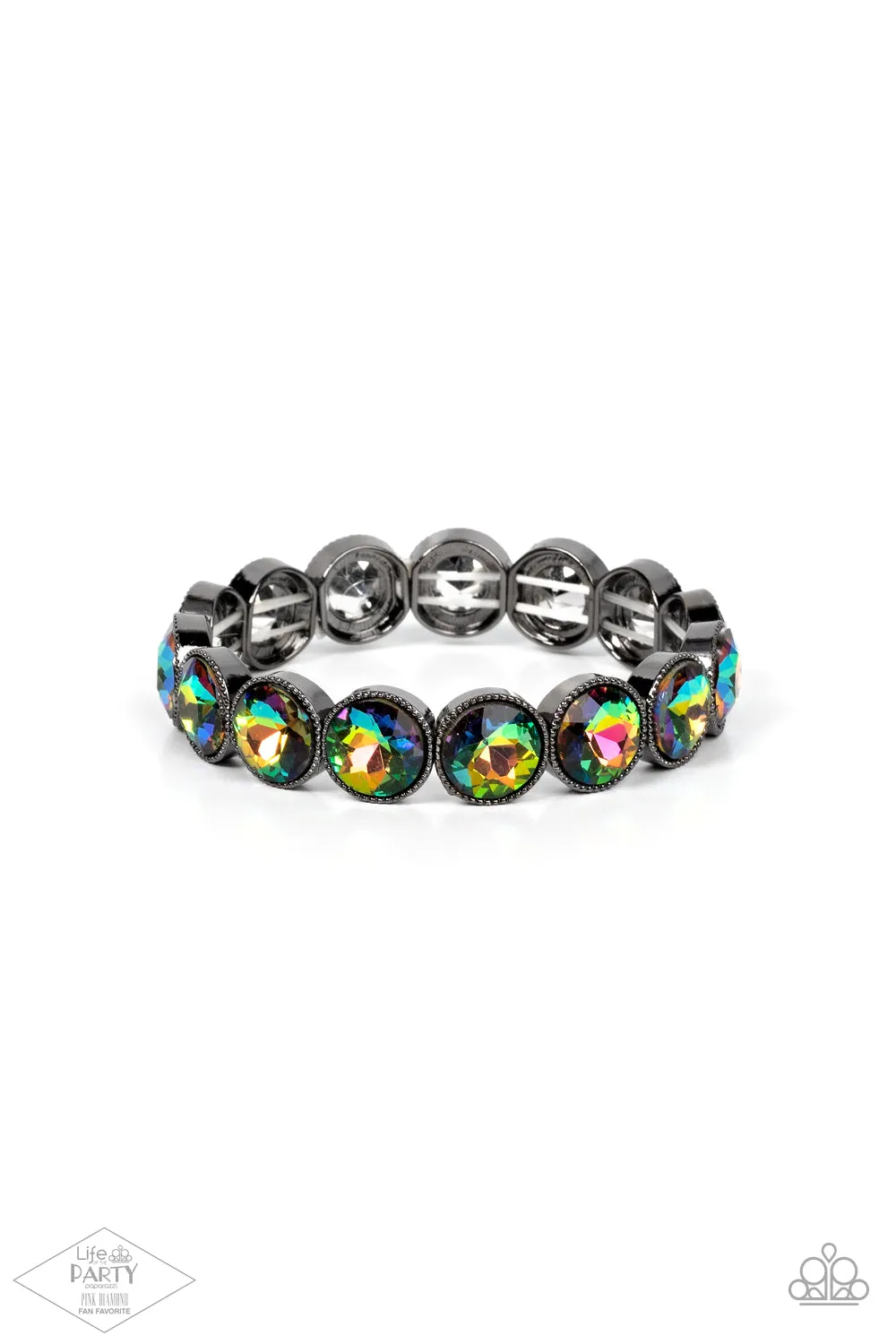 Number One Knockout - Multi Oil Spill Stretchy Bracelet