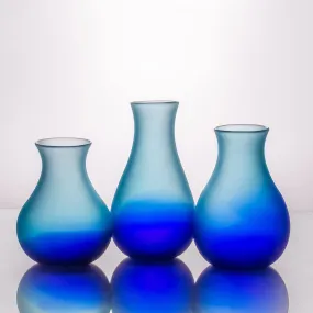 Ombre Bud Vases in Blues by J Shannon Floyd Glass