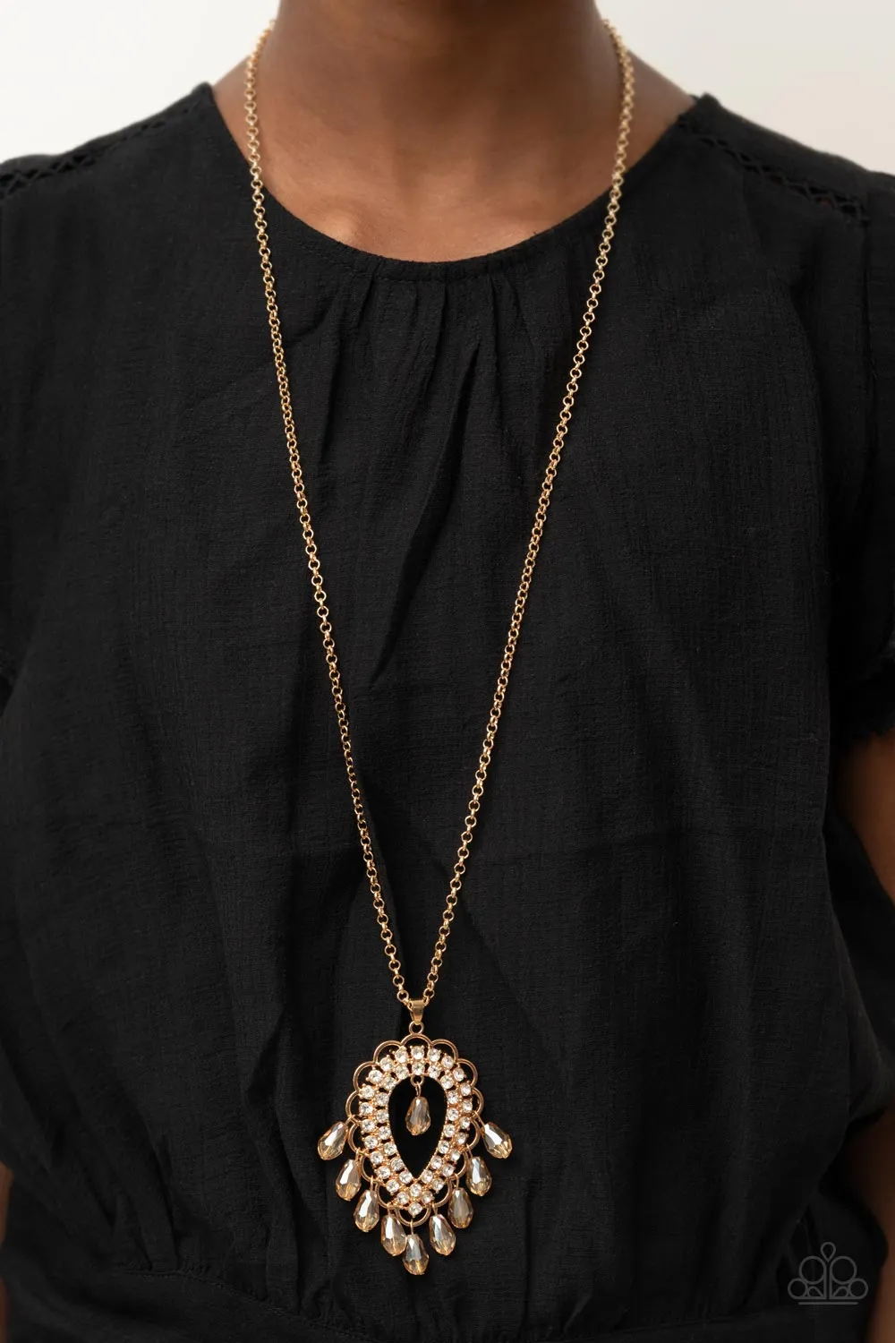 Paparazzi Accessories - Teasable Teardrops - Gold Necklace