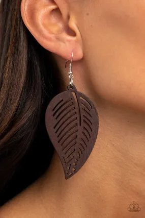 Paparazzi Accessories - Tropical Foliage - Brown Earrings