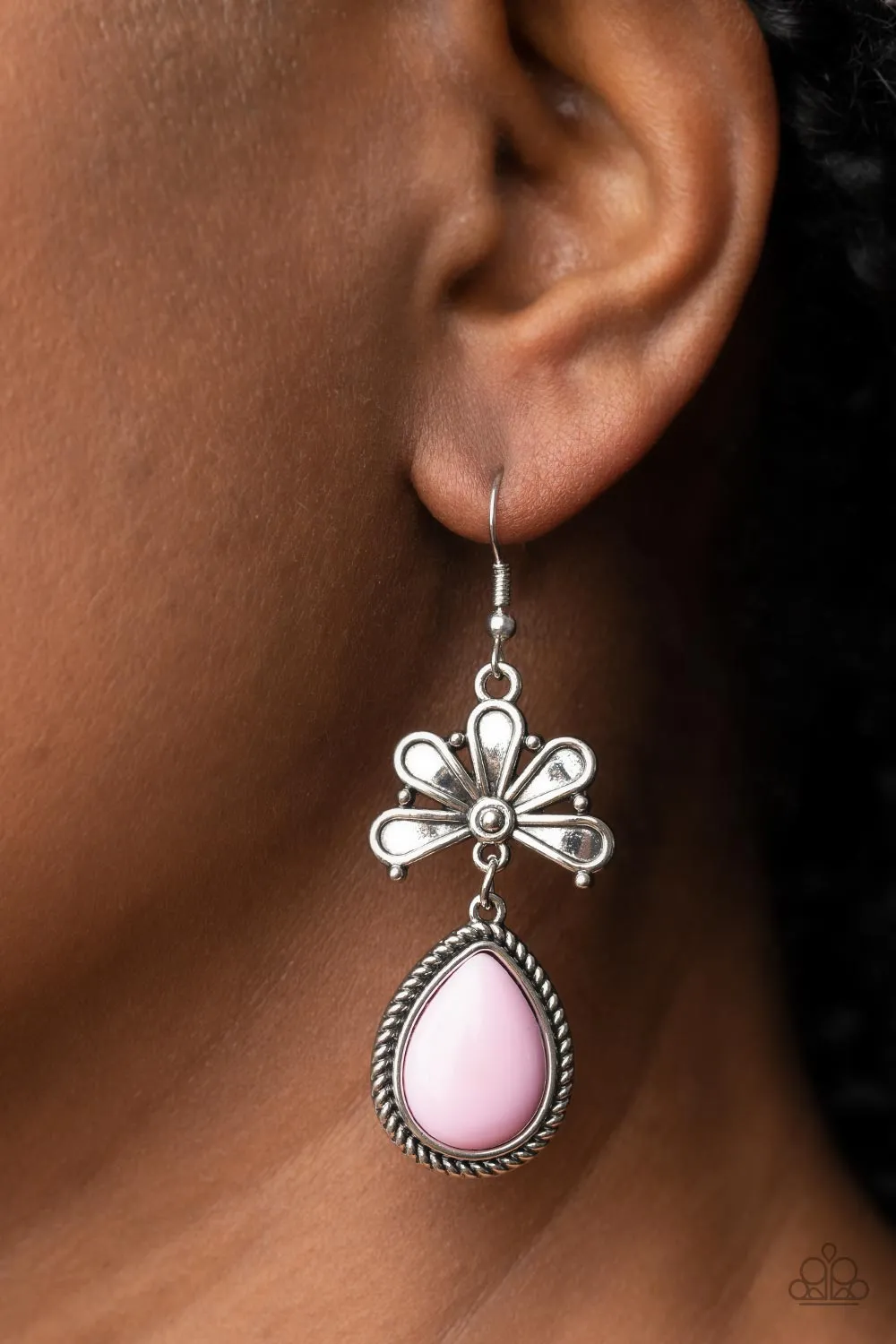 Paparazzi Brightly Blooming - Pink Earrings