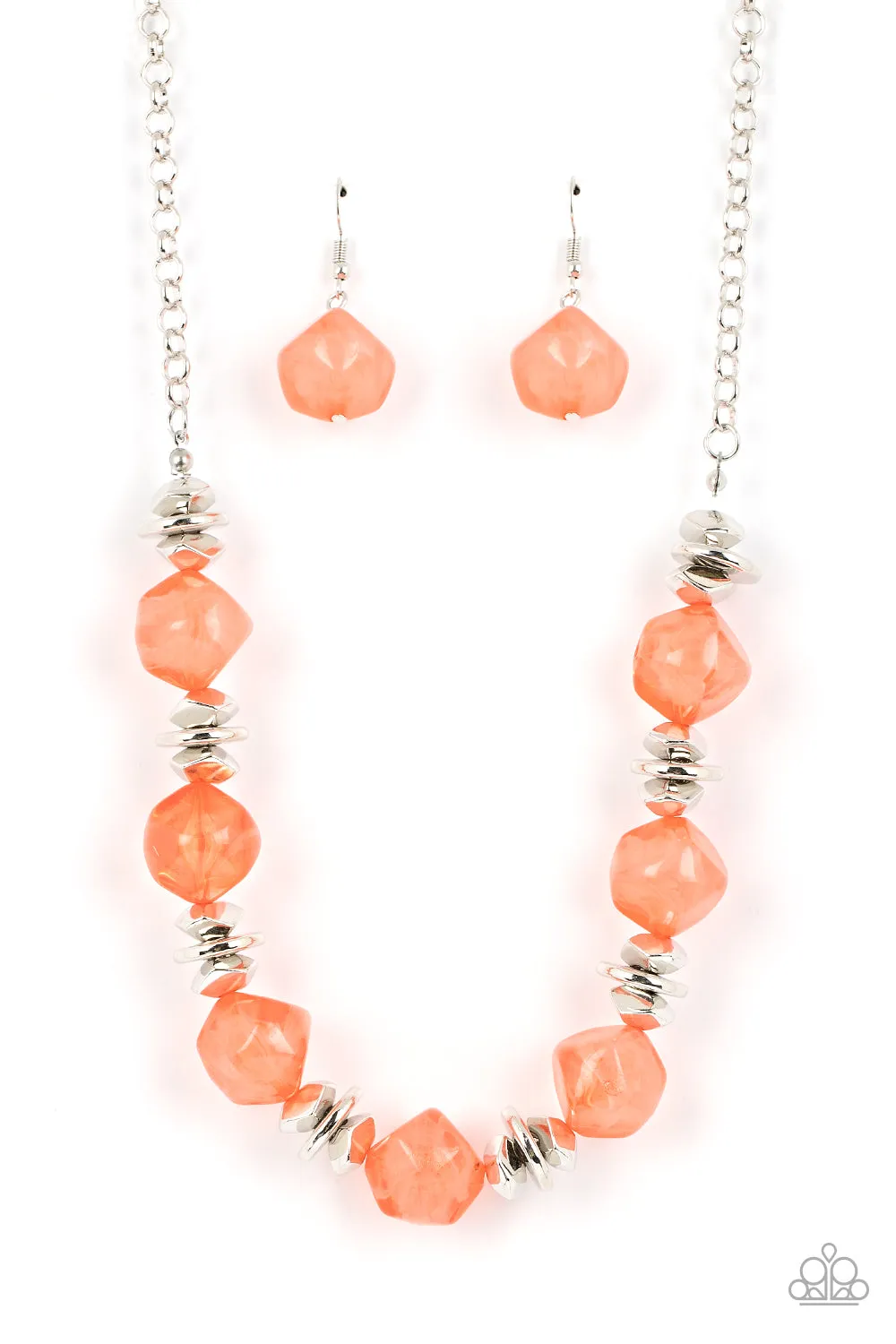 Paparazzi Island Ice - Orange Icy Coral Beads Necklace