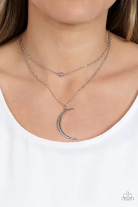 Paparazzi Modern Moonbeam - Silver Necklace with Half Moon Pendant