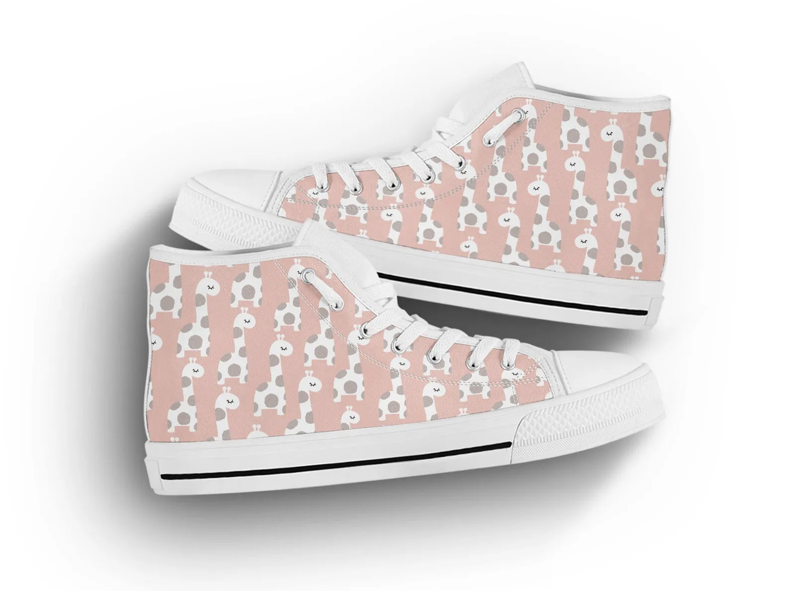 Pink Giraffe Shoes Giraffe Print Sneakers Cute Shoes Giraffe Lover Gifts Custom High Top Converse Style Sneakers For Adults Women & Men