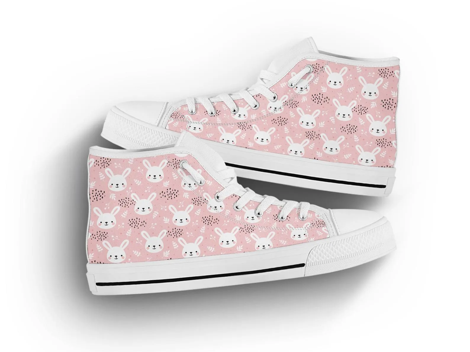 Pink Rabbit Shoes Rabbit Sneakers Cute Shoes Rabbit Lover Gifts Custom High Top Converse Style Sneakers For Adults Women & Men