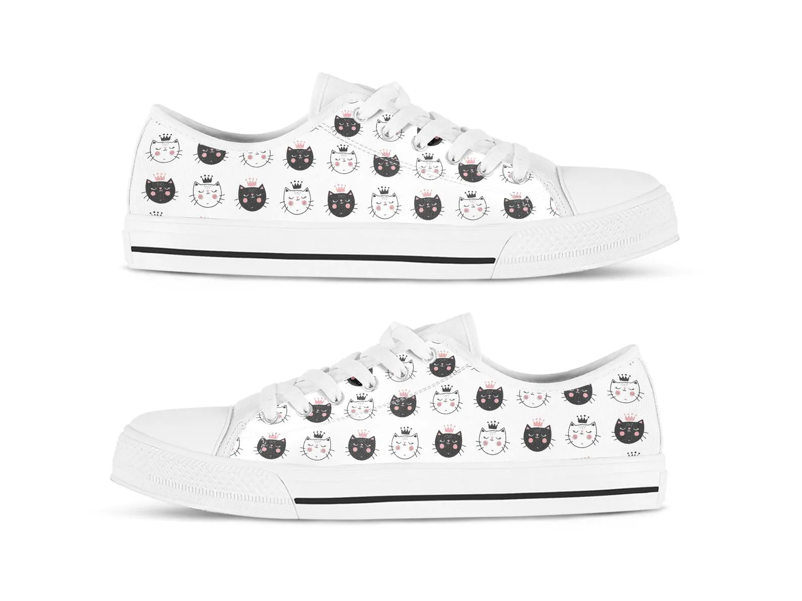 Queen Cat Shoes Cat Sneakers Cat Owner Shoes Cute Shoes Cat Lover Gifts Custom Low Top Converse Style Sneakers For Adults Women & Men