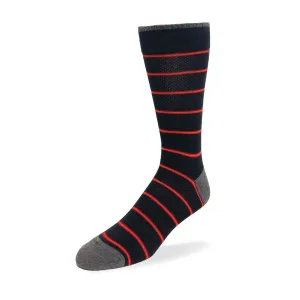 "Colorful Stripe & Stitch" Print Cotton Dress Sock by Point Zero -Large