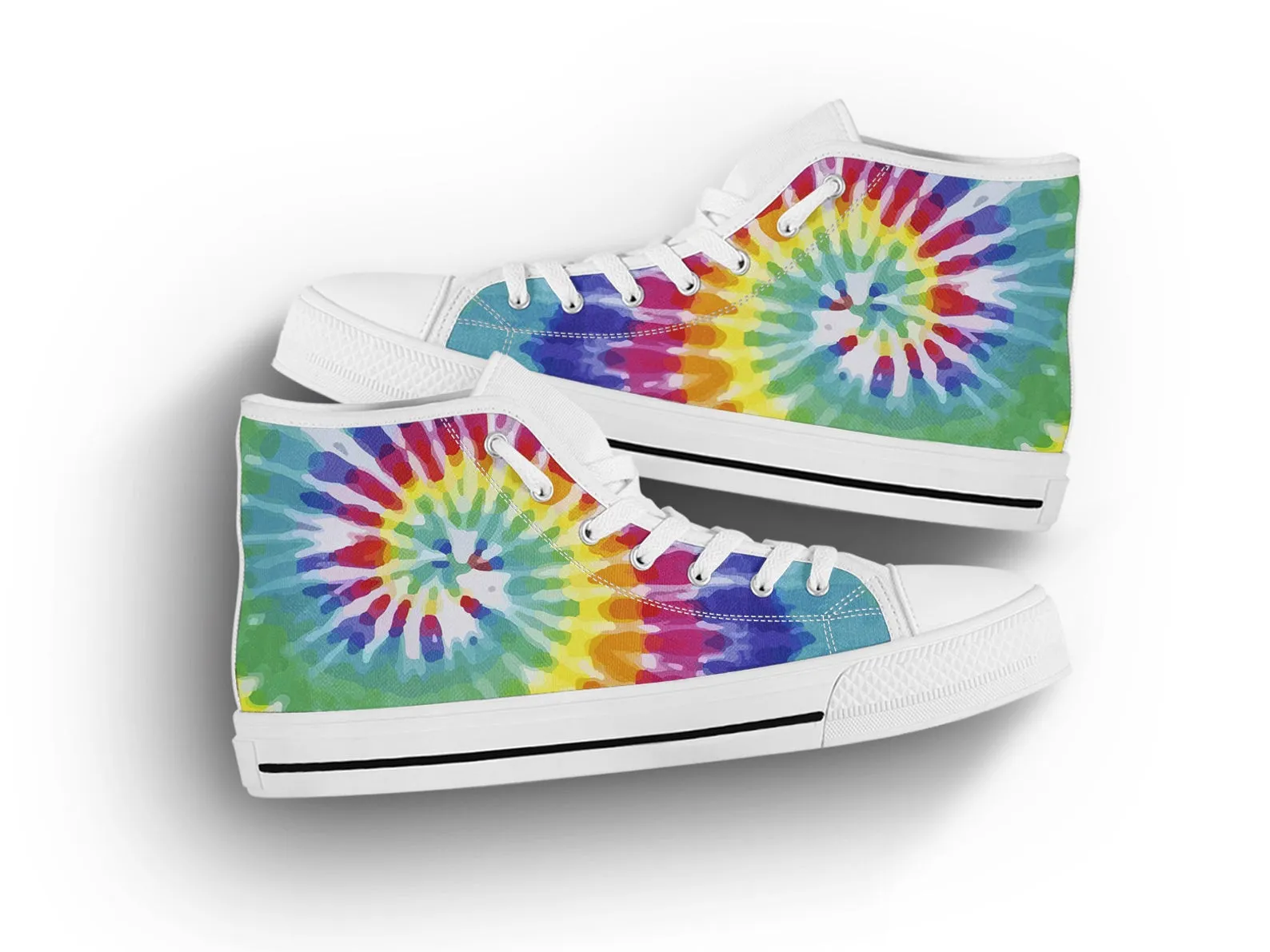 Rainbow Print Shoes Tie Dye Sneakers Colorful Shoes Rainbow Lover Gifts Custom High Top Converse Style Sneakers For Adults Women & Men