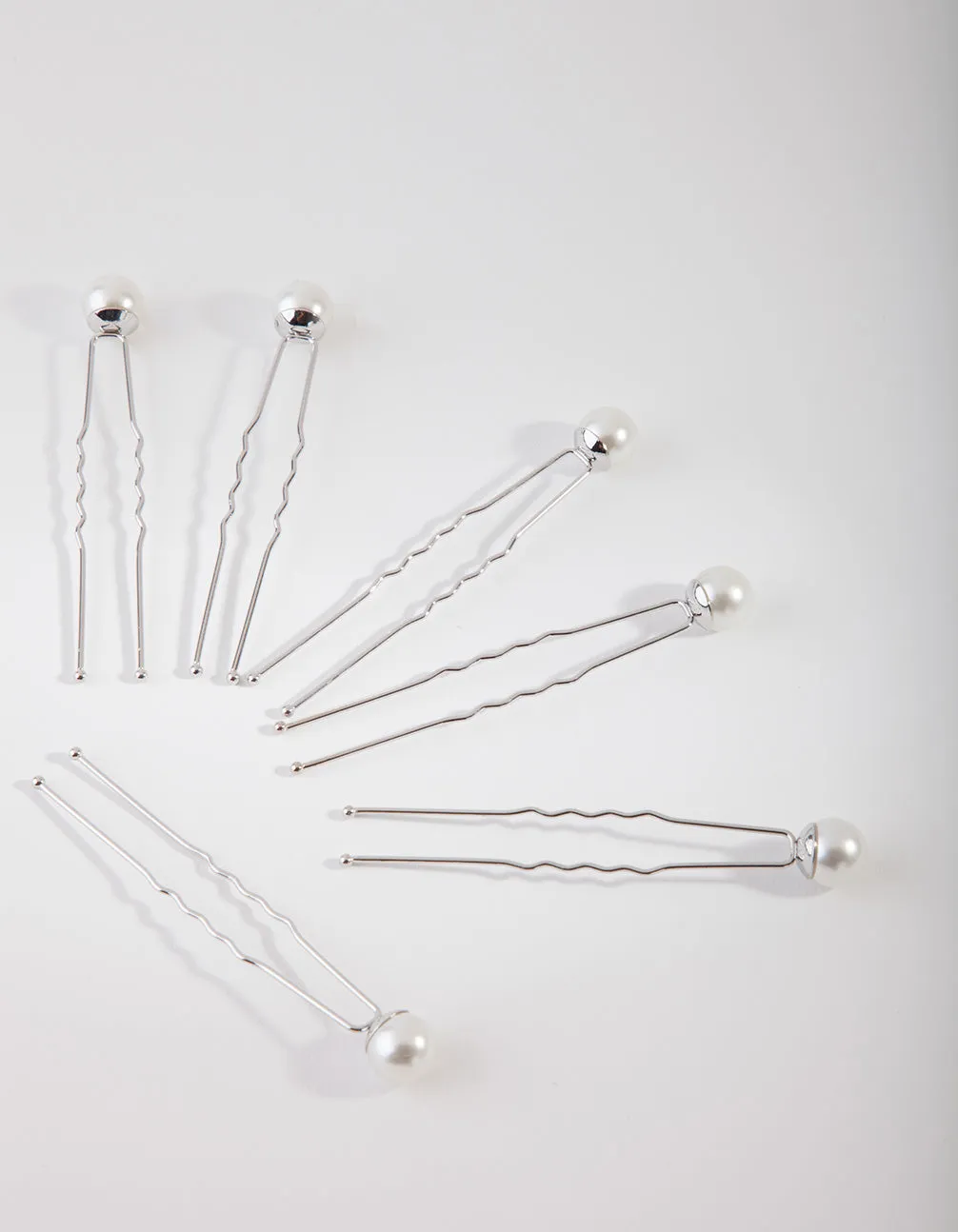 Rhodium Pearl Bun Pins