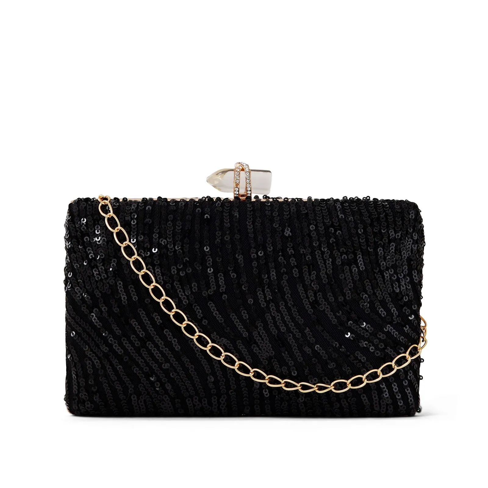 Riona Black Sequin Clutch