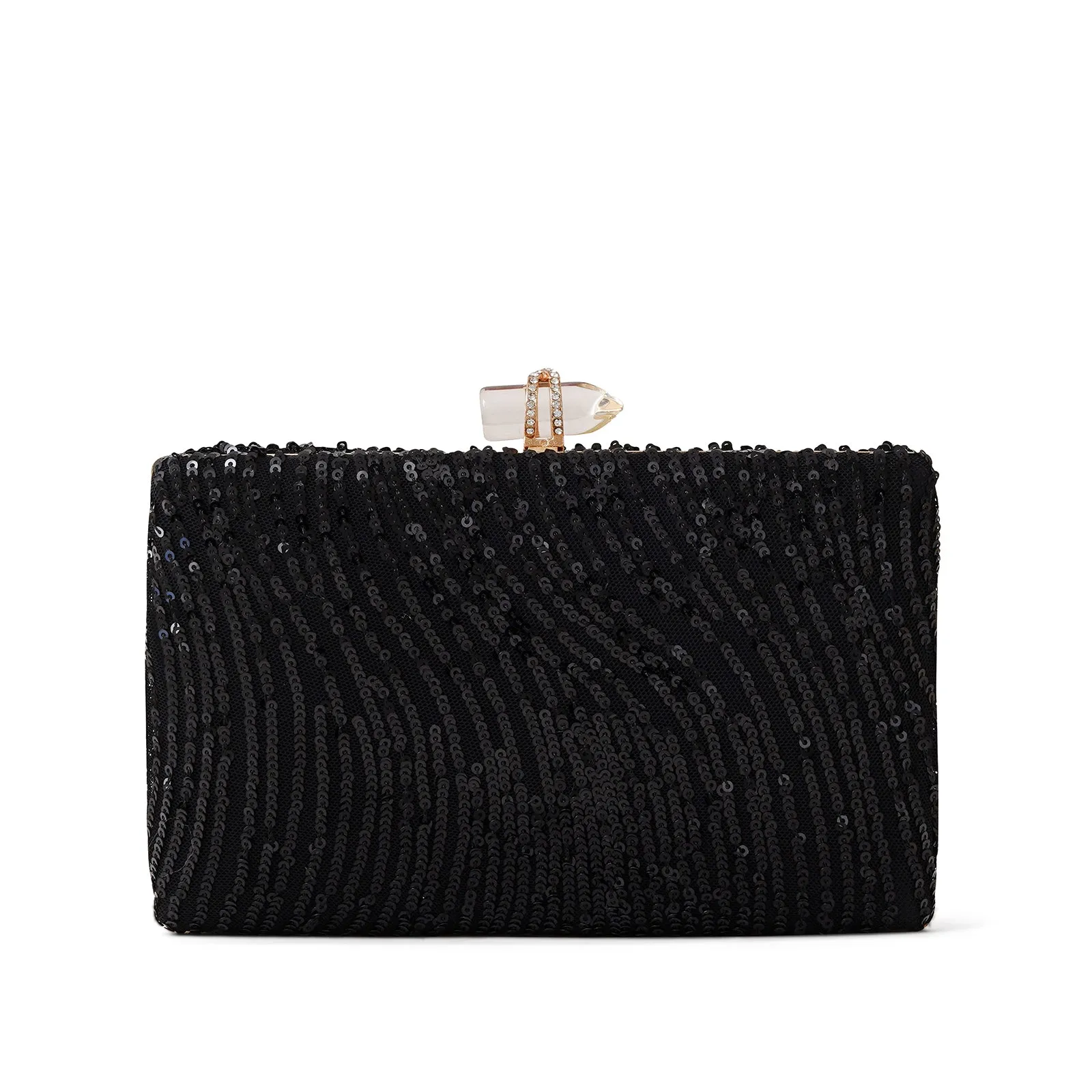 Riona Black Sequin Clutch