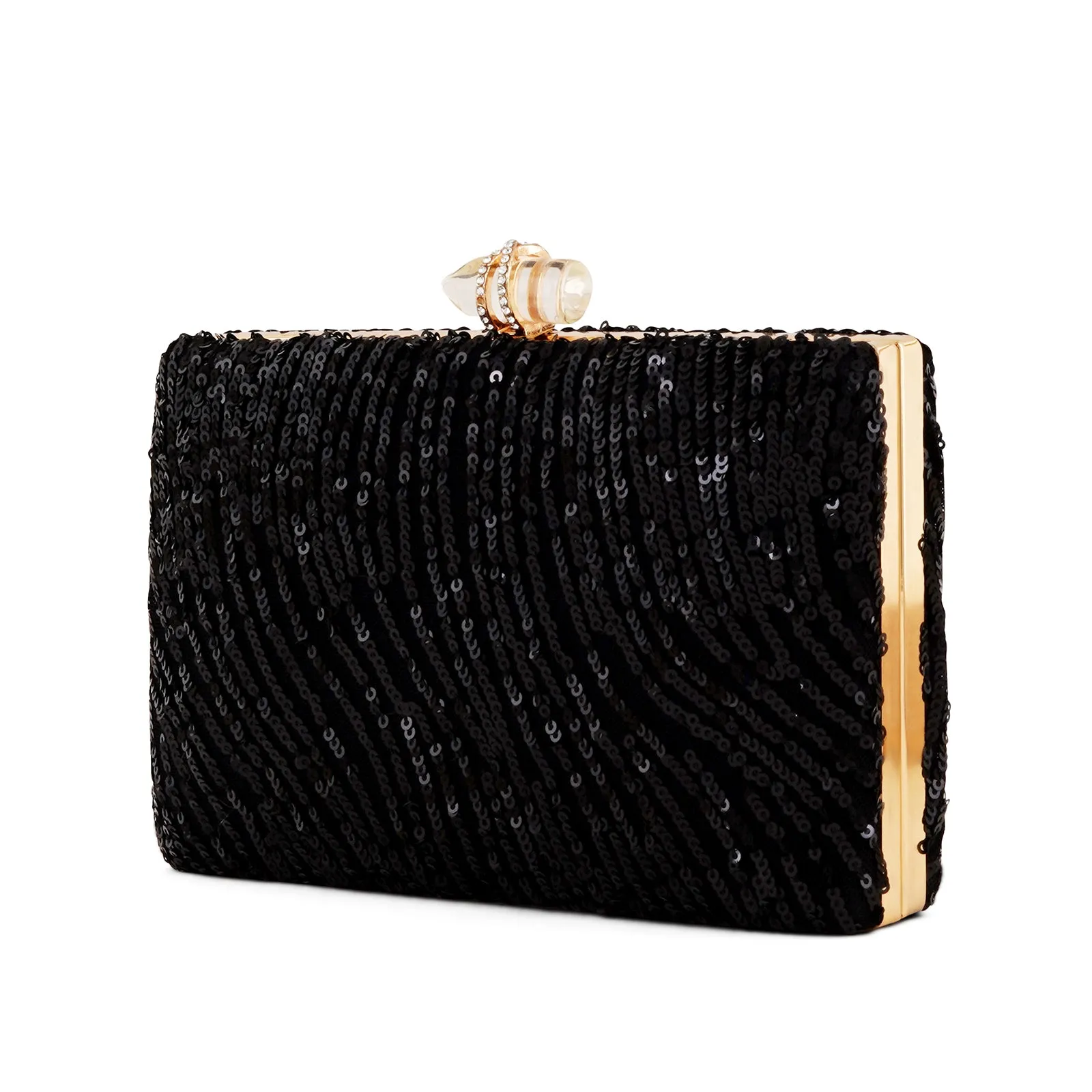 Riona Black Sequin Clutch