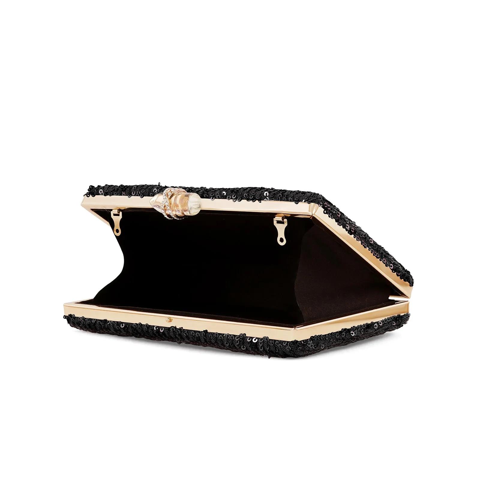 Riona Black Sequin Clutch