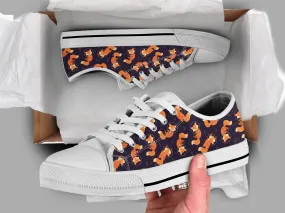 Space Fox Shoes Fox Sneakers Fox Print Pattern Cute Shoes Fox Lover Gifts Custom Low Top Converse Style Sneakers For Adults Women & Men