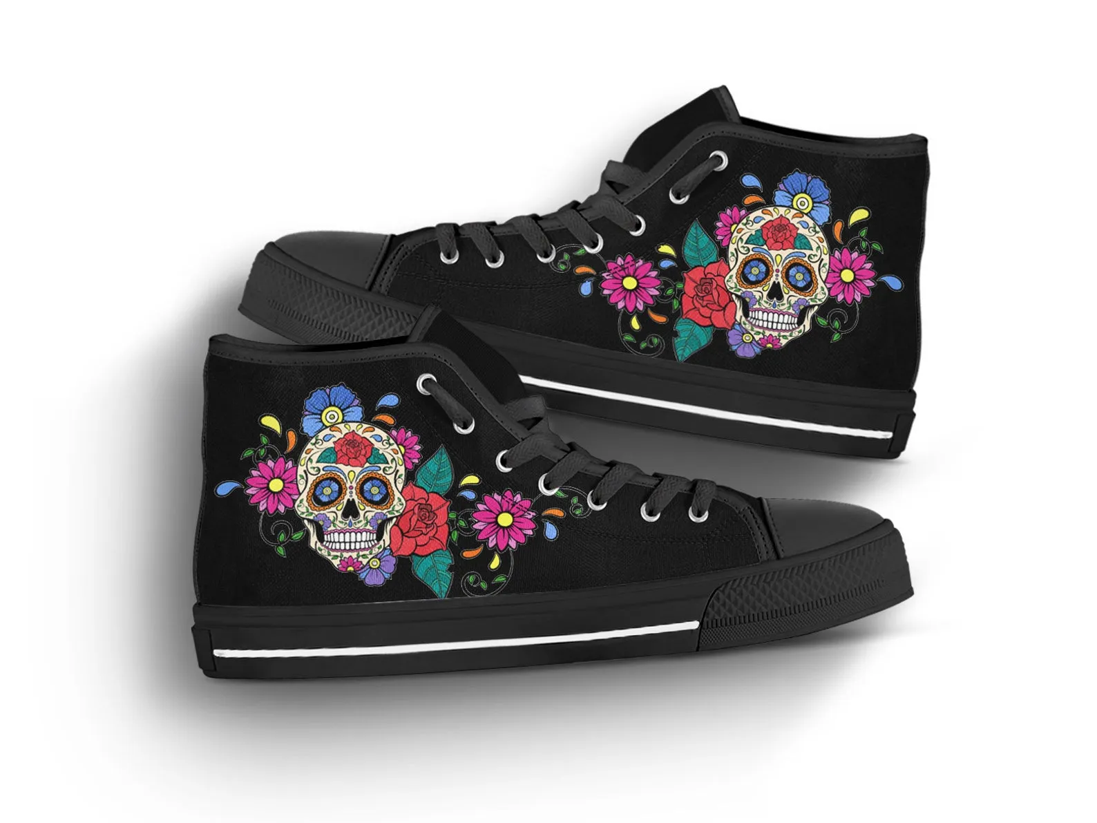 Sugar Skull Shoes Sugarskull Sneakers Cute Shoes Skull Lover Gifts Custom High Top Converse Style Sneakers For Adults Women & Men