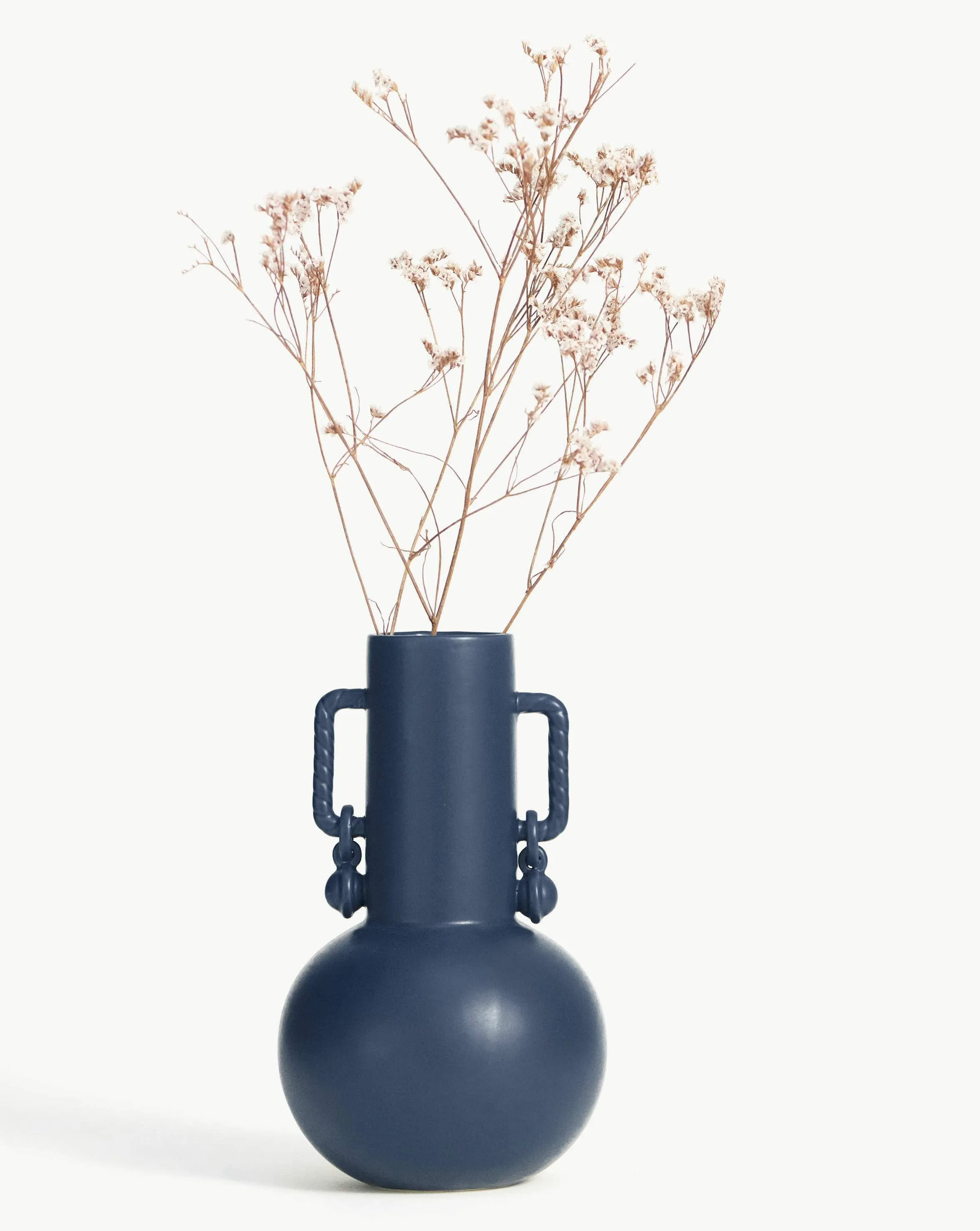 Twisted Sphere Ceramic Vase | Ceramic/Deep Blue