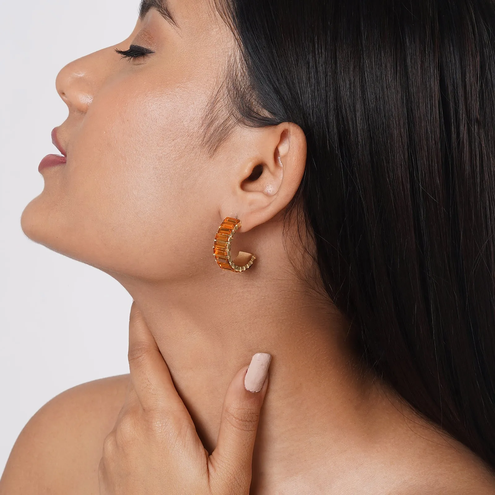 Ula Hoop Orange Stone Earrings