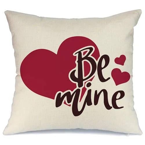 Valentines Pillow Cover 18x18 for Couch Hot Love Rose Red Sweet Heart Be Mine Happy Valentine's Day Decorations Throw Pillow Home Decor Pillowcase Faux Linen Cushion Case Sofa