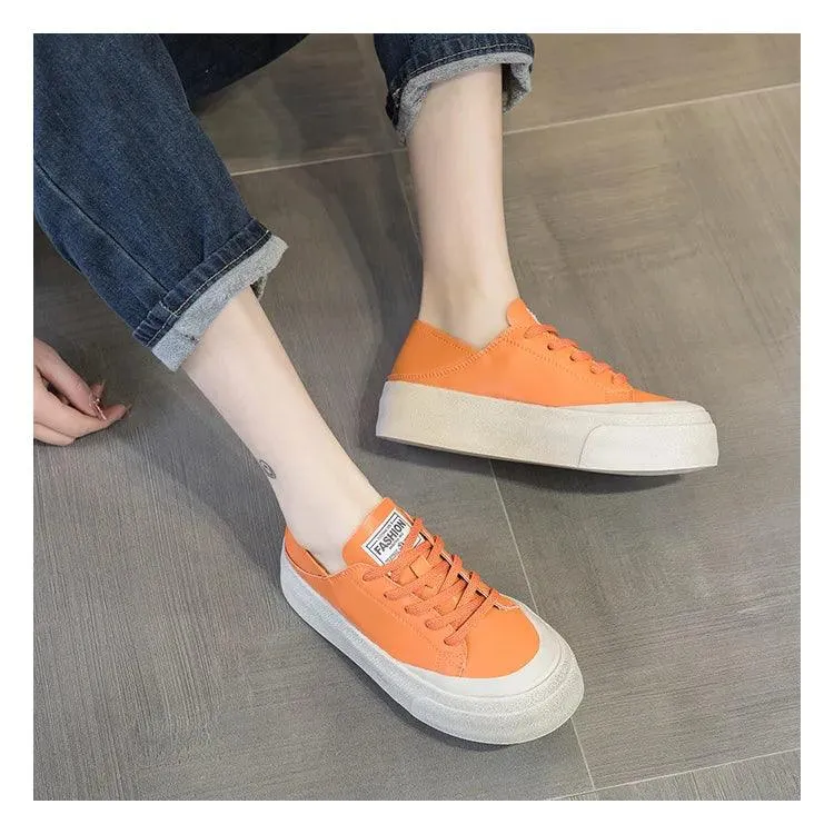 Y174 Women's Casual Shoes - Leather Vulcanized Platform Sneakers