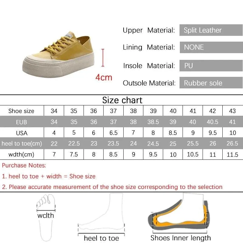 Y174 Women's Casual Shoes - Leather Vulcanized Platform Sneakers